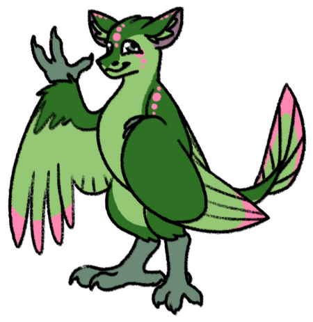 A crylan design that consits of gentle greens and spots of a nice pink accent color