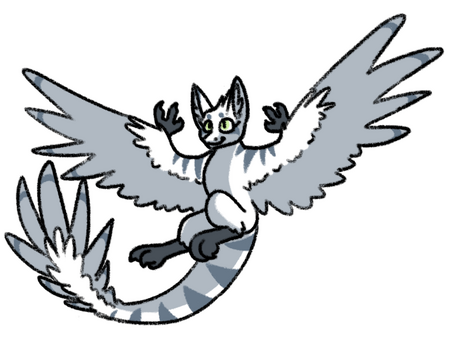 A very "traditional" crylan; the design has three feather colors and a striped pattern. This one is rather monochromatic.